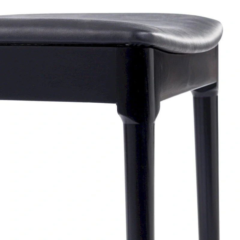 Chaise de salle à manger en hêtre massif marron/blanc antique ou noir avec dossier incurvé à fuseaux et assise rembourrée en vinyle, pour 1 personne