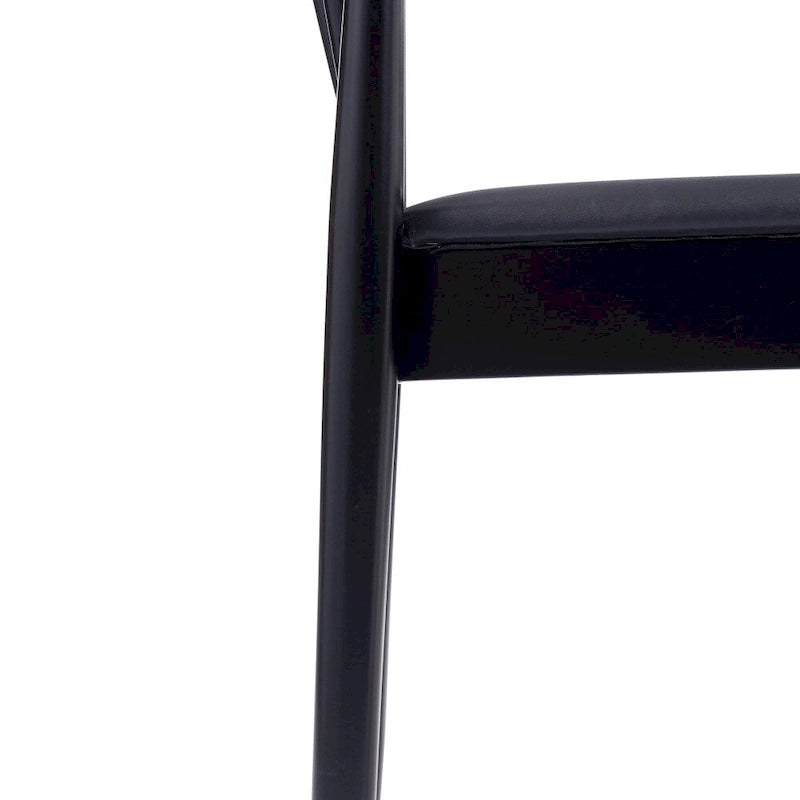 Chaise de salle à manger en hêtre massif marron/blanc antique ou noir avec dossier incurvé à fuseaux et assise rembourrée en vinyle, pour 1 personne