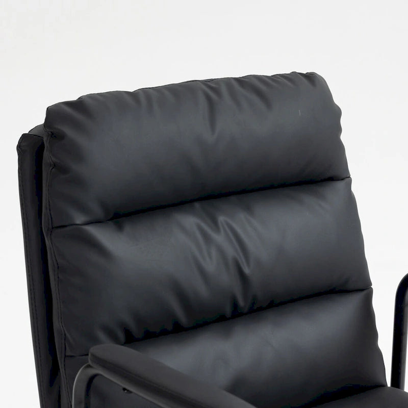 Chaise de bureau ergonomique en cuir PU noir/marron mi-dossier, avec dossier inclinable, hauteur et accoudoirs réglables et roulettes, pour 1 personne
