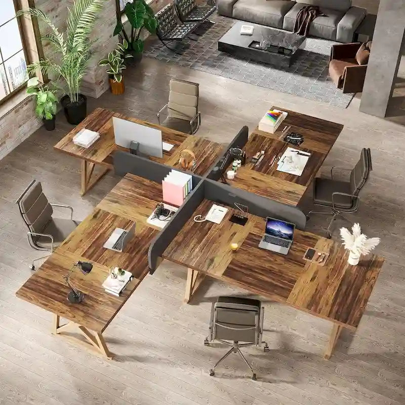 Table de conférence en bois E1 marron de 180 cm avec pieds en métal à transfert thermique, pour 6 à 8 personnes