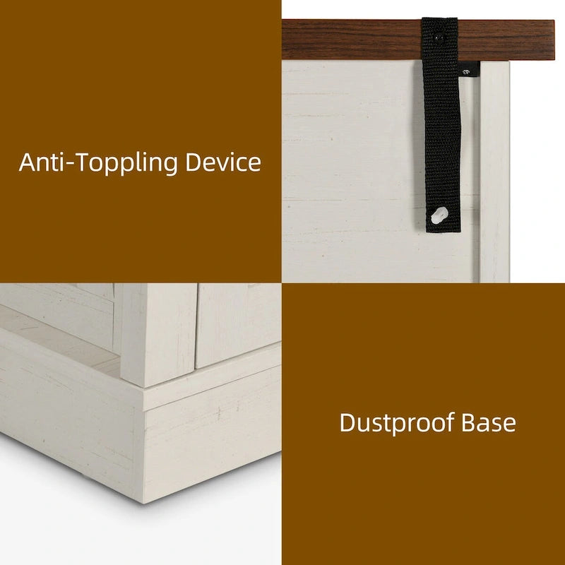Meuble de cuisine autoportant blanc avec portes vitrées, 168 cm de haut, style ferme