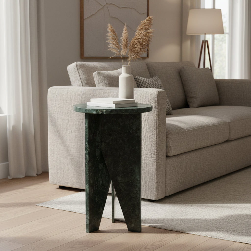 Table d'appoint/Table basse ronde en marbre marron/vert/rouge/blanc/noir