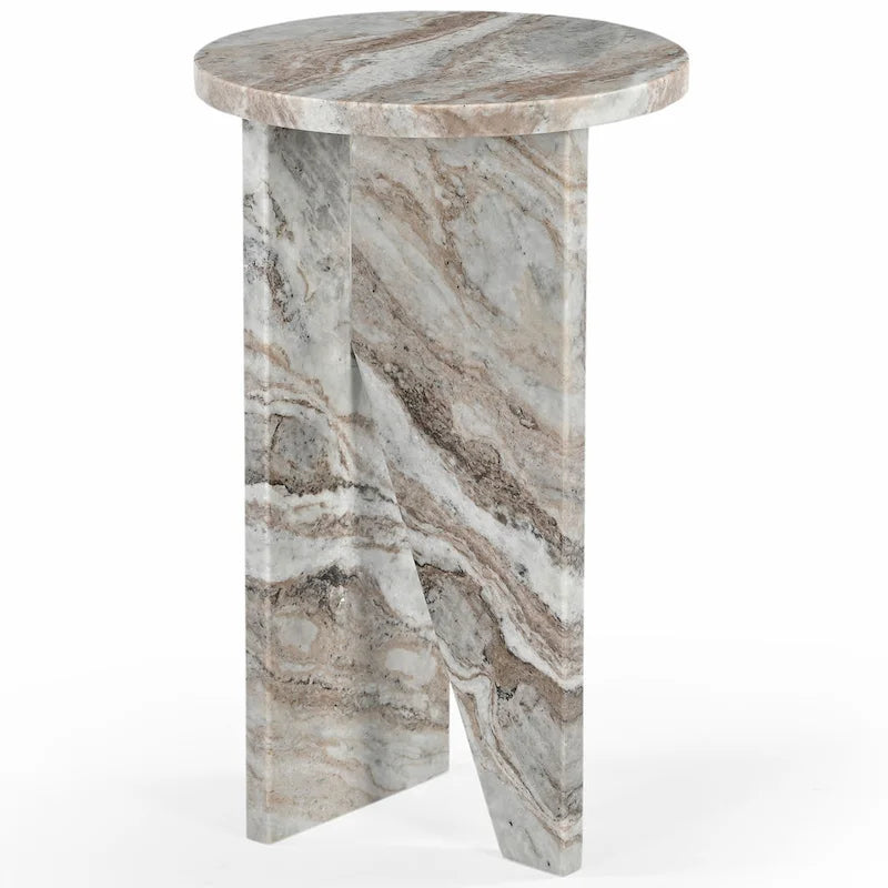 Table d'appoint/Table basse ronde en marbre marron/vert/rouge/blanc/noir